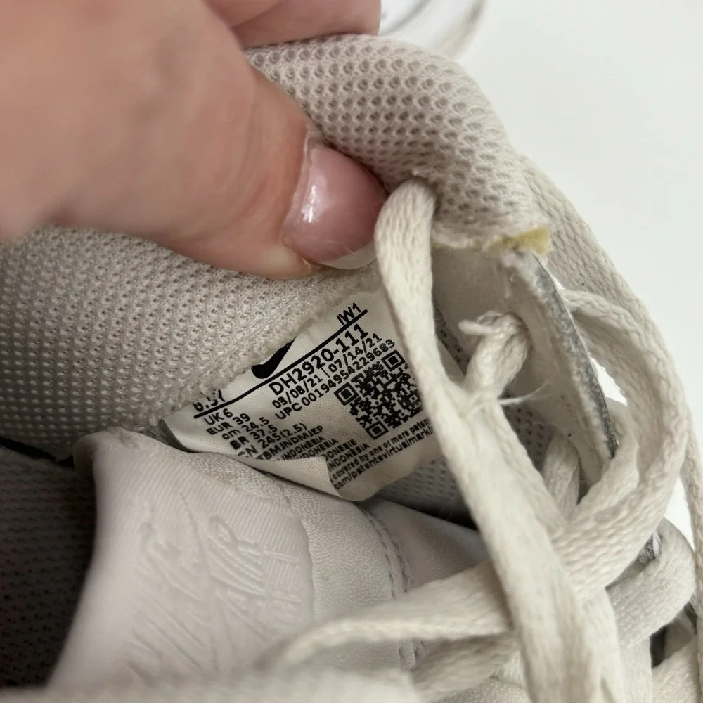 Nike Air Force One Sz US Kids 6.5Y-Wmns 5.5-Triple White‎ Low Cut Shoes Leather